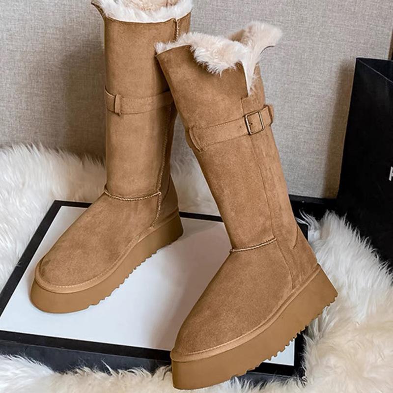 Winter new two wear medium and high snow boots women's fur integrated casual velvet warm thick bottom thickened boots warm