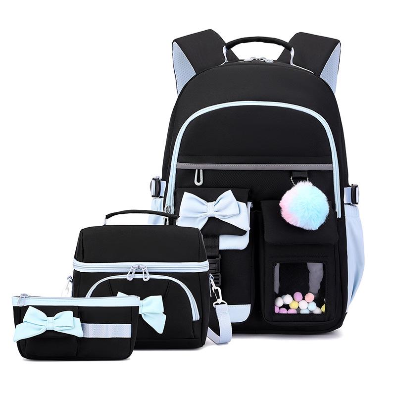 New 3pcs Lightweight Portable Primary School Bags Cute Cartoon Bow Book Bags for Grades 1-6 Large Capacity Pupil Double Shoulder Bag Student Backpacks