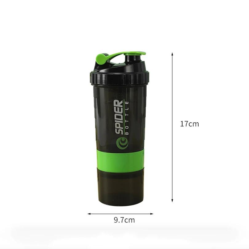 Shaker de 3 Camadas Garrafa Shaker para Pó de Proteína com Bola de Aço Copo Misturador de Plástico Academia Fitness Esporte Copo para Shakes de Whey Garrafa para Exercício