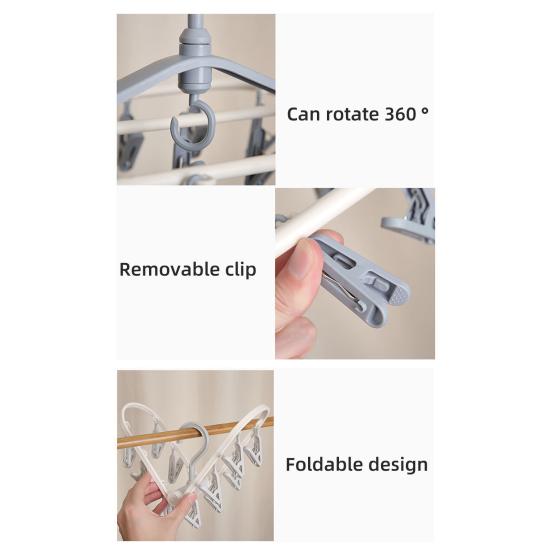 Yousheng Socks Underwear Drying Rack Clothes Hanger with 360-Degree Rotating Hook Windproof Storage Laundry Rack
