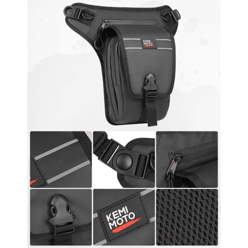 KEMIMOTO Bike Leg Bag, 2L Capacity, Leg Pouch, Hip Bag, 3-chamber Structure, Built-in Sorting Pocket, Bike Waist Bag, Multifunctional Waist Pouch, Wat