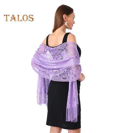 

Кружевная шаль, однотонная шаль с кисточками, женская тонкая юбка-шарф, шаль для вечеринок, банкетов и мероприятий светло-фиолетовый