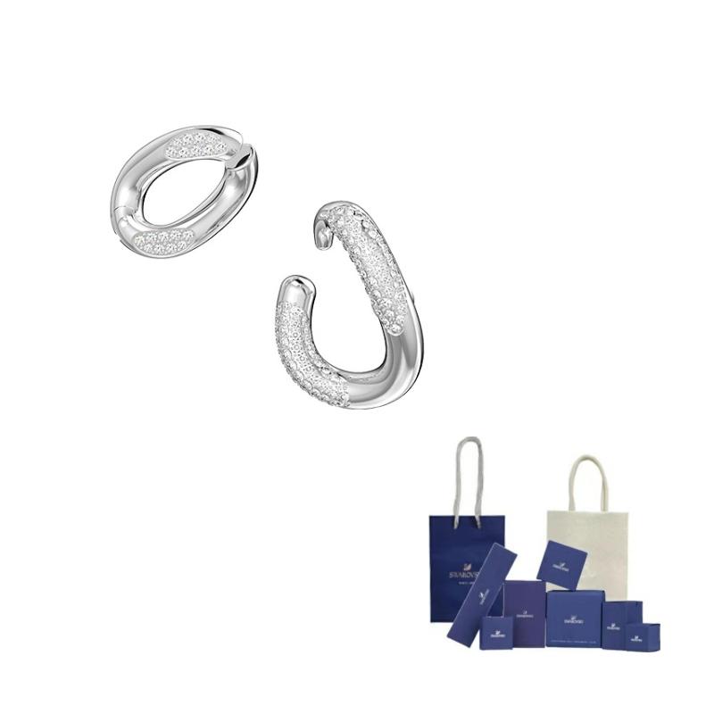 Swarovski Dextera Swarovski Element Clip On Earrings Womens White F-Branded gift bag