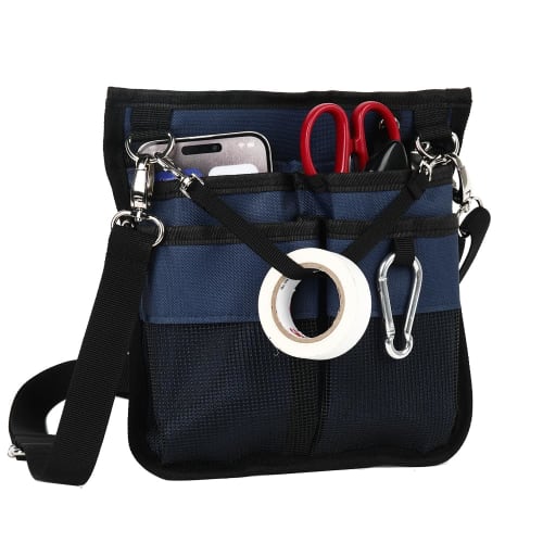 Multifunctional 2-Way Apron Bag for Cleaning, Work Pouch, Waist Bag, Tool Bag, Gardening Pouch, Waist Pouch with Carabiner, Waist Belt, Shoulder Strap