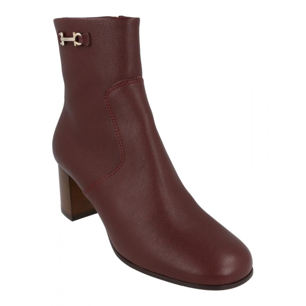 Salvatore Ferragamo Otello Leather Booties Nebbiolo