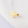 Gold Frosted Four-Leaf Clover Titanium Steel Stud Earrings - Non-Fading, Anti-Loss, Luxurious Design