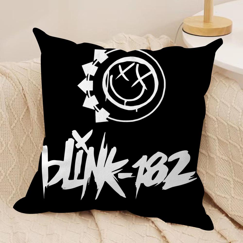 Famous Punk Band B-Blink-182 Cushion Cover Short Plush Double-Sided Print Square Throw Pillow Covers Sofa Home Cushion Decor
