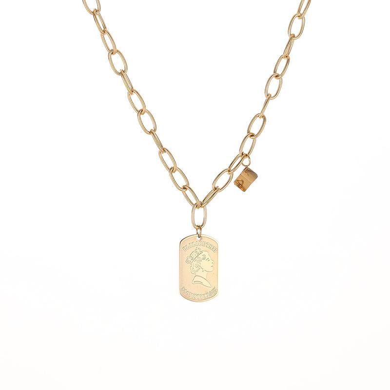 Titanium Steel Necklace Women'S Niche Design Sense Tag Sweater Chain Metal Wind Stainless Steel Collarbone Chain