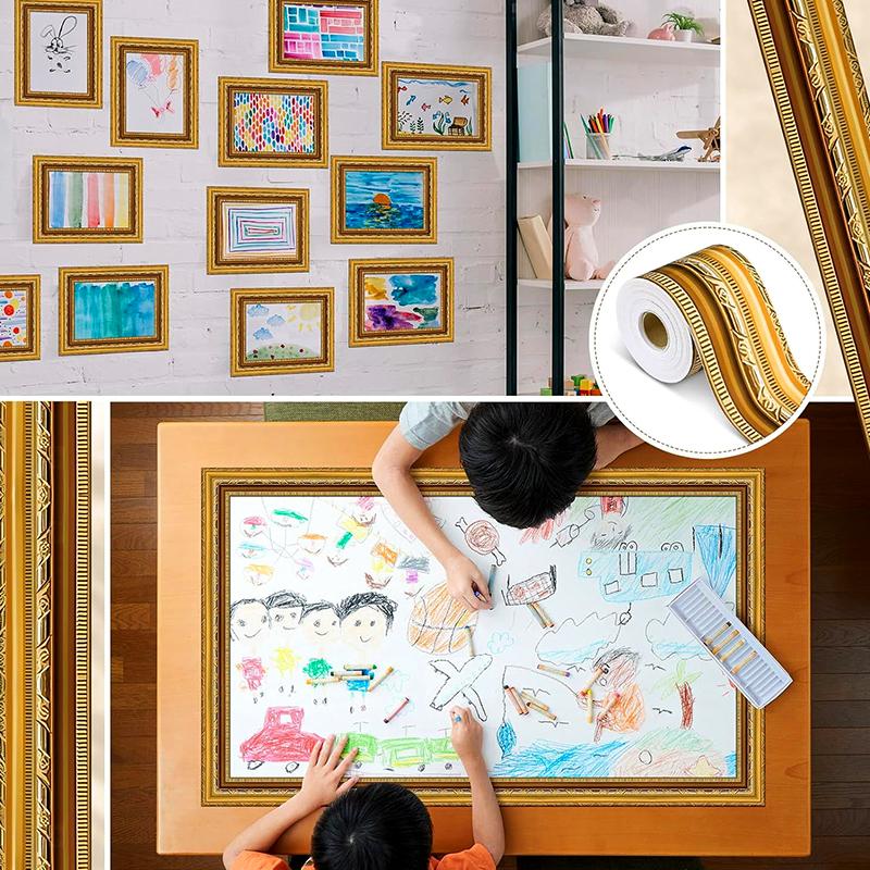 10M/Role Samolepicí DIY Party Dekorace Vintage Fotorámeček Zlatý 10M Samolepky na Černou Tabuli Okraj Dekorační Samolepka