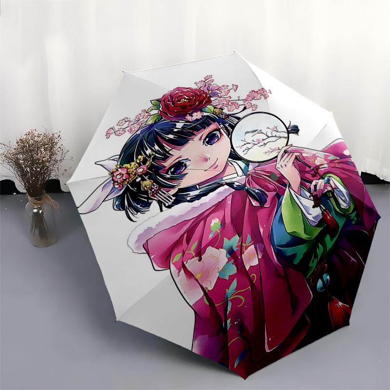 1pc Cherry Blossom Princess Outdoor Umbrella - Automatic Opening/Closing, Portable Tri-Fold Design with 8-Bone Iron Frame, Perfect Gift for Fans,