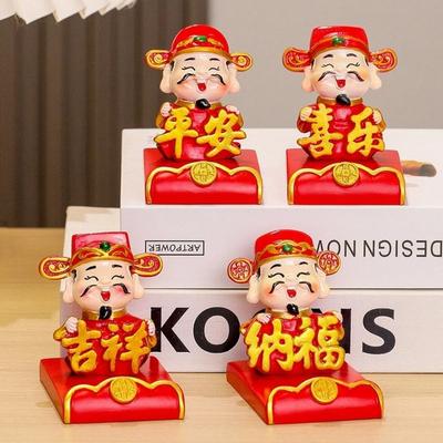 Resin Chinese Wealth God Ornament Festival Decorative Statue Chinese God Chinese New Year Figurines Guanyin Moon Lord