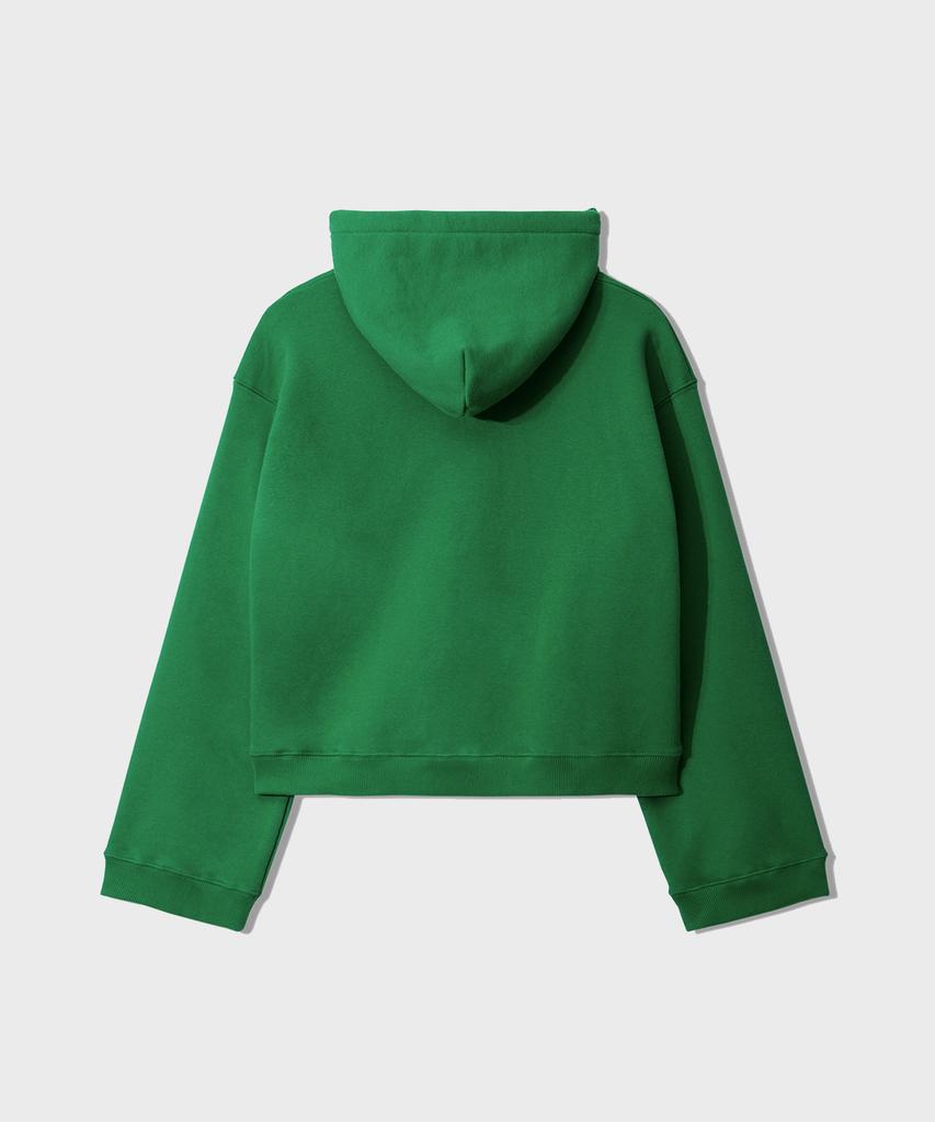 Diploma Embroidered Half Crop Hoodie - Green