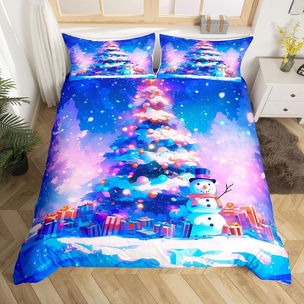Christmas Tree Duvet Cover Set For Kids Queen Lightweight Down Quilt Covers Room Decor 2 Pillowcases 1 Duvet Cover No Comforter