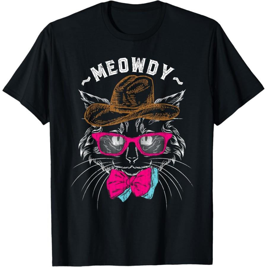 Kitty Cat Lover Animal Cowboy Cat Person Meowdy Cat T-Shirt XXXXXL чёрный