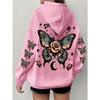 Hoodie Long Sleeved Butterfly Letter Printed Casual Plus Size Hoodie