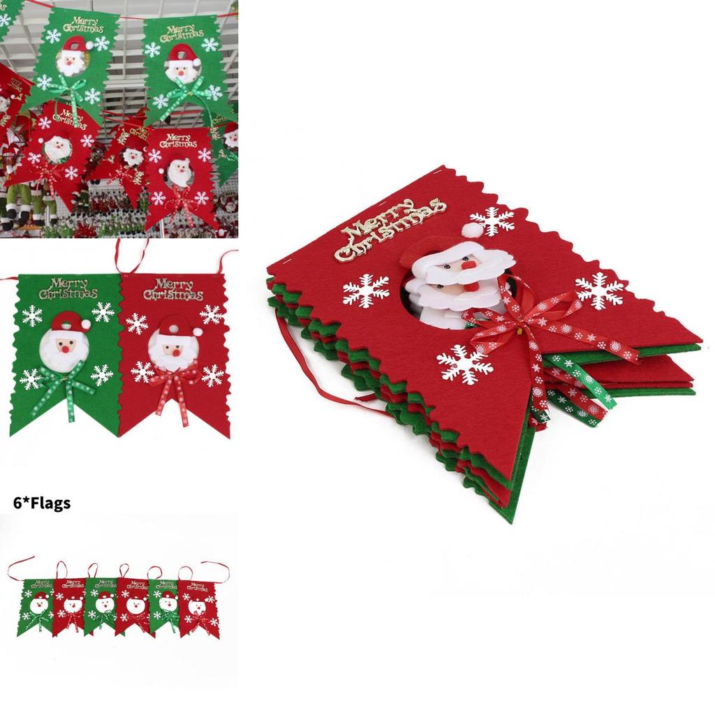Christmas Celebration Santa Claus Pattern Banner Set With Nonwoven Fabric For Festive Wall Decor