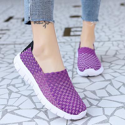 Summer Handmade Slip On Braid Beach Shoes Women Moccasins Plus Size Casual Espadrilles Breathable Sneakers