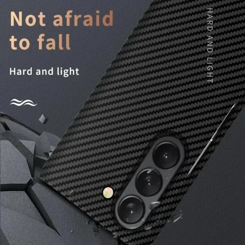 Business Splicing Kevlar Texture Carbon Fiber Skin Feel Case For Samsung Galaxy Z Fold7 6 5 4 3 PC Slim Drop-proof Protect Cover