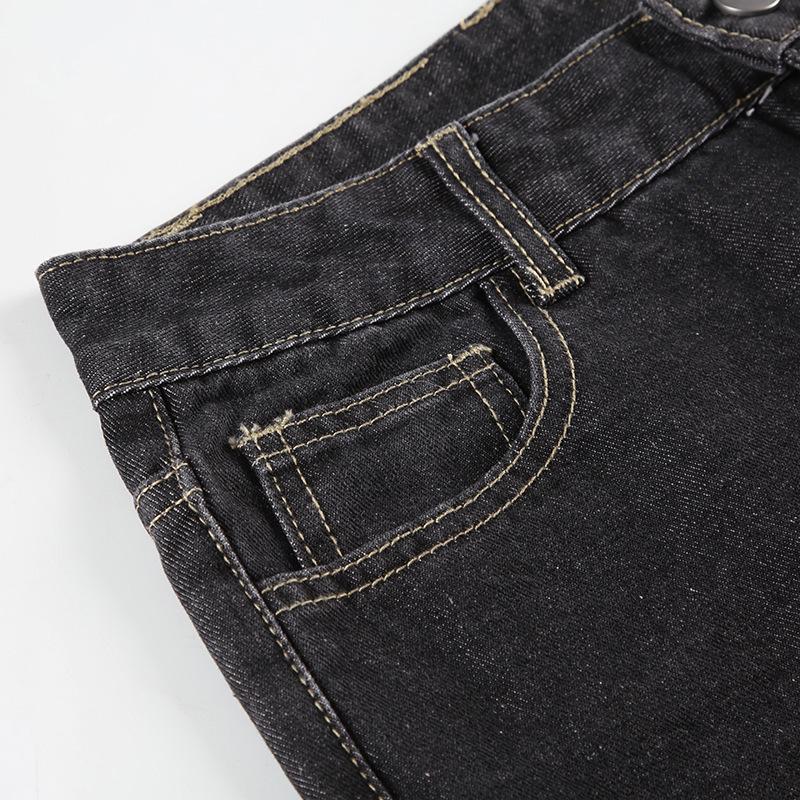 Women's Retro Low-Waist Flared Jeans with Floral Embroidery