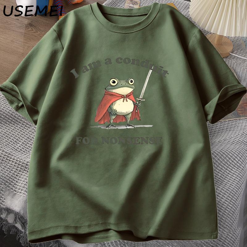 I Am A Conduit for Nonsense T-shirt Men Women Funny Weirdcore Frog Tshirt Tee Adults Graphic T Shirts Humor Mens Clothes