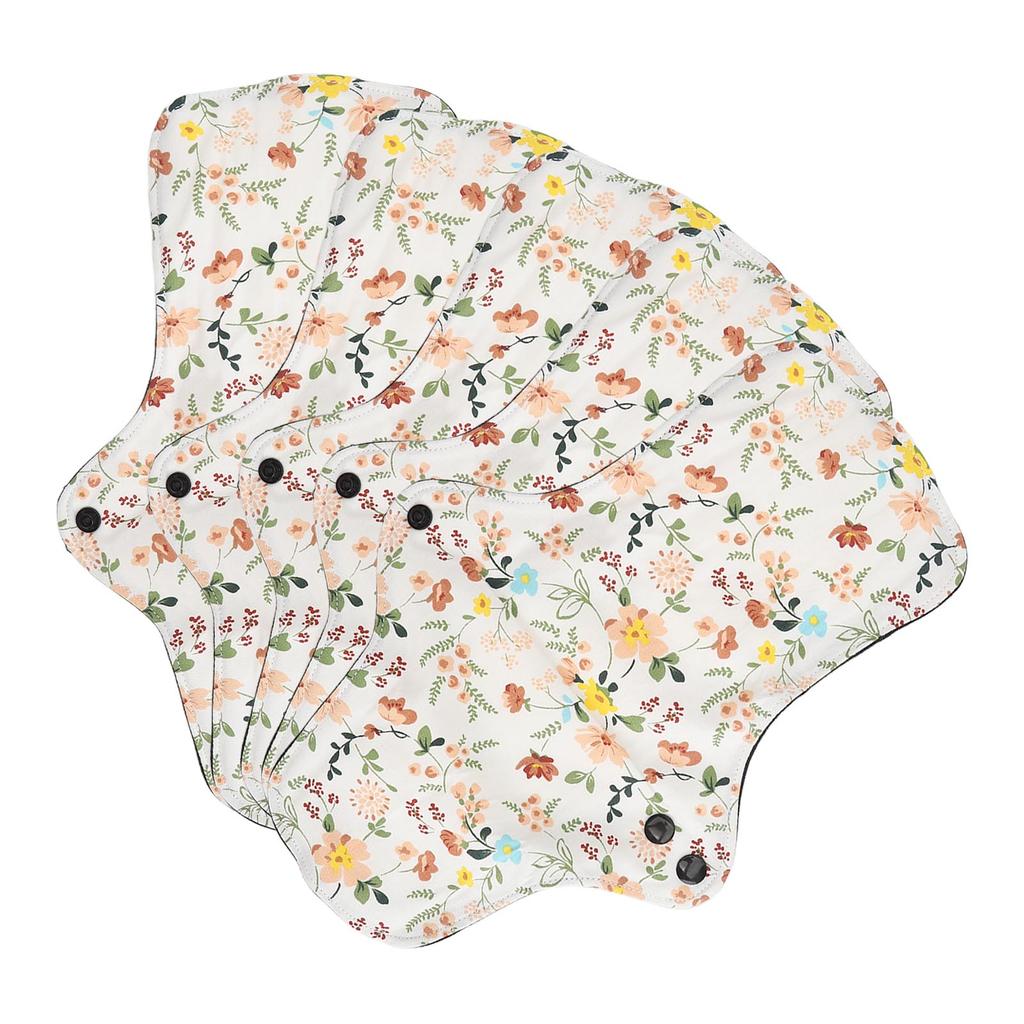 5 szt. Zmywalne Oddychające Podpaski Menstruacyjne Wzór Kwiatowy Super Chłonne Wielorazowe Bawełniane Podpaski Higieniczne Wkładki L