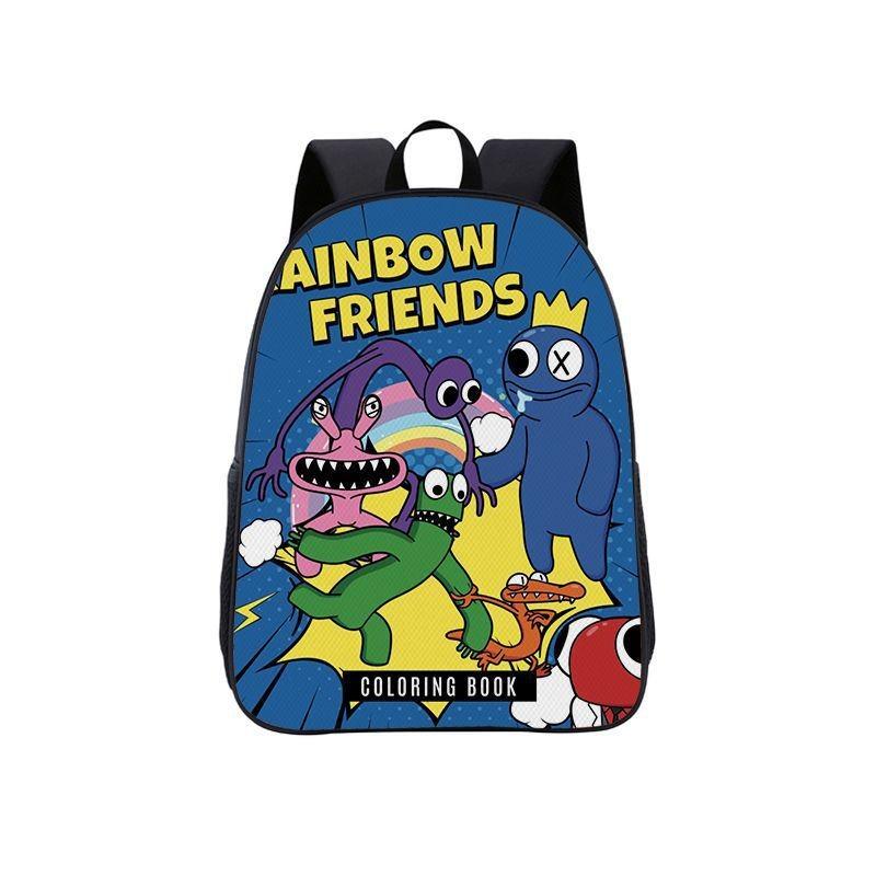 Color Friends Rainbow Anime Cartoon Print School Backpack For Boys Girls And
