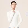Womens Slim Fit Long Sleeve Running Jacket Breathable Gym Top With Stand Collar Yoga Fitness Workout