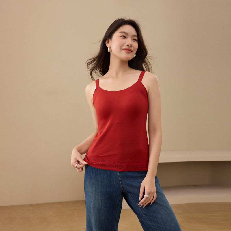 

[Removable Chest Pad Straps] Xianlixiu Plus-Size Women s Clothing, Comfortable and Skin-Friendly Vest for Fat Girls, 2026 Spring New Style Burgundy 2XL