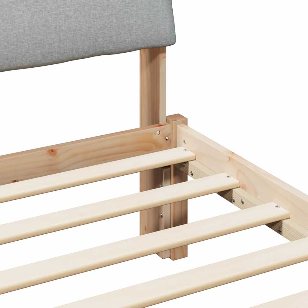 Brown and Light Grey Bed Frame 75 x 190 cm Solid Pine Wood
