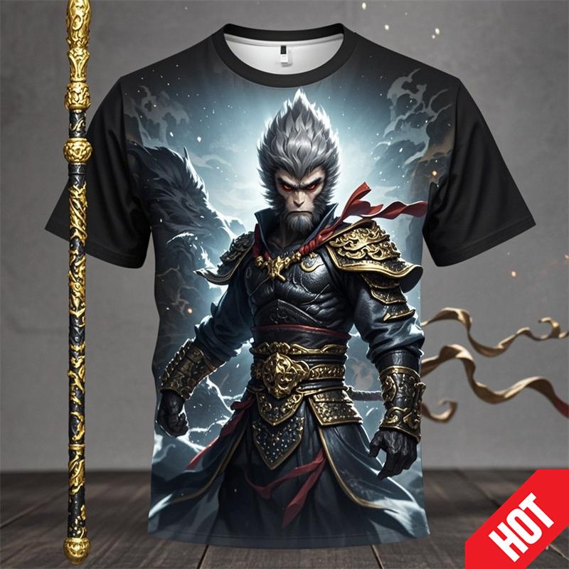 Novelty T Shirt For Men Shirt Black Myth Wukong Game 3d Printed T-shirt Clothing Designer Short Sleeve Tees Vintage T-shirt