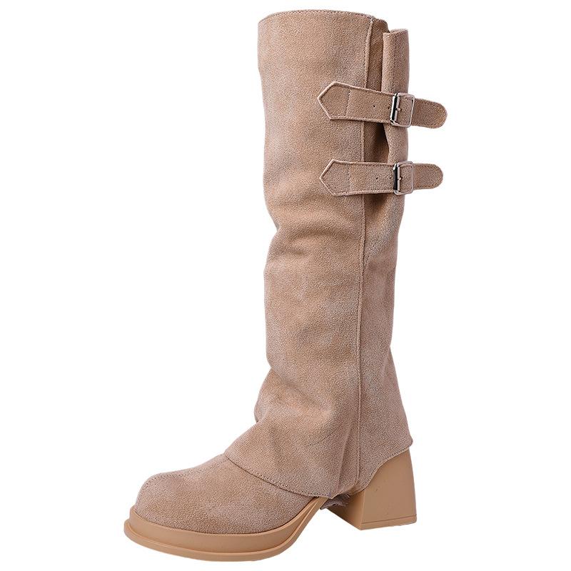 Retro Fashion Design Sense Removable Two-wear Thick Heel Boots Children's New Summer Stacking Boots Thick Heel