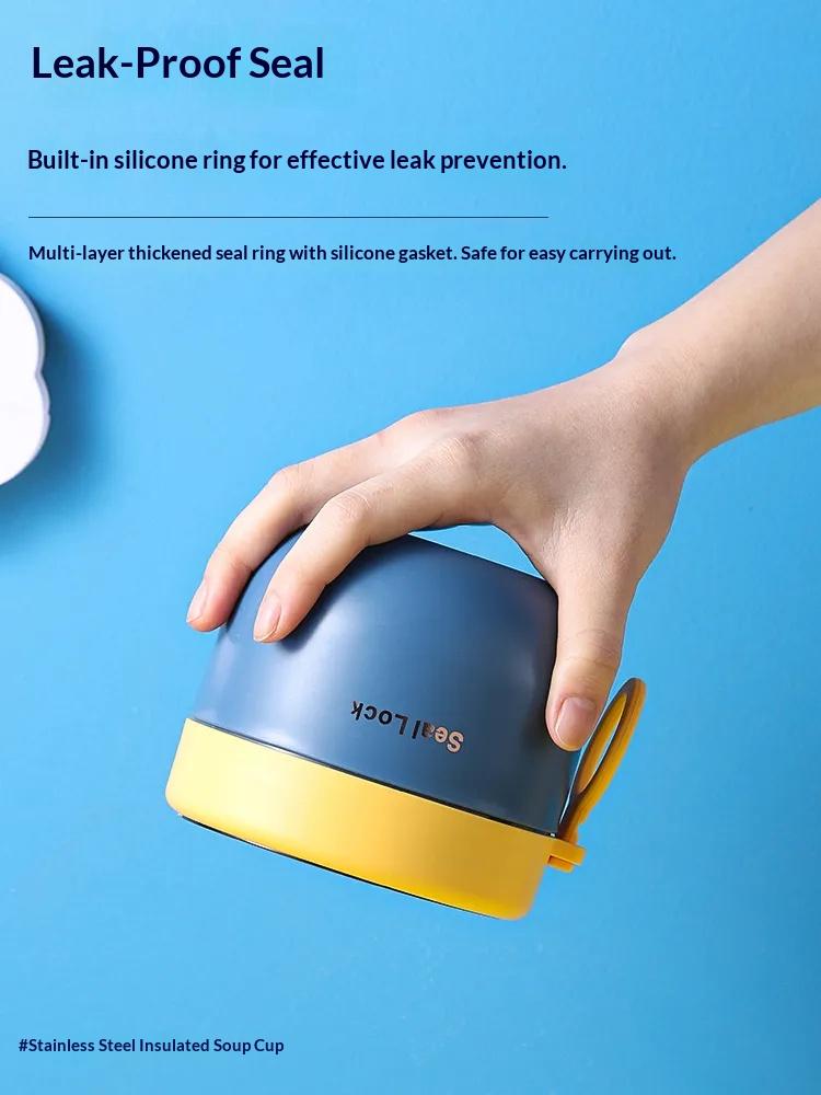 Children's portable milk cup with lid spoon insulated soup cup take-out breakfast bowl oatmeal cup office worker porridge cup small lunch box