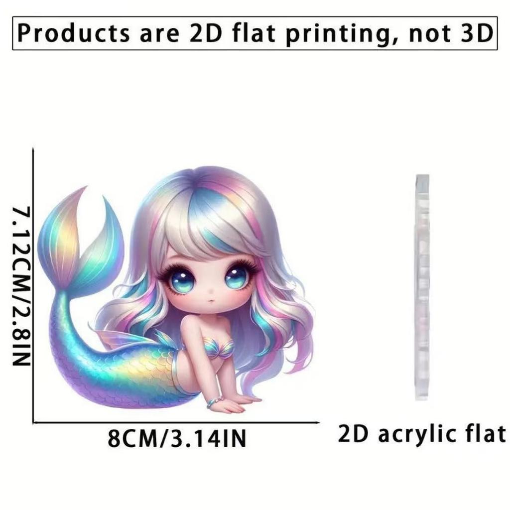 New acrylic flat mermaid fresh girl car pendant pendant backpack keychain pendant