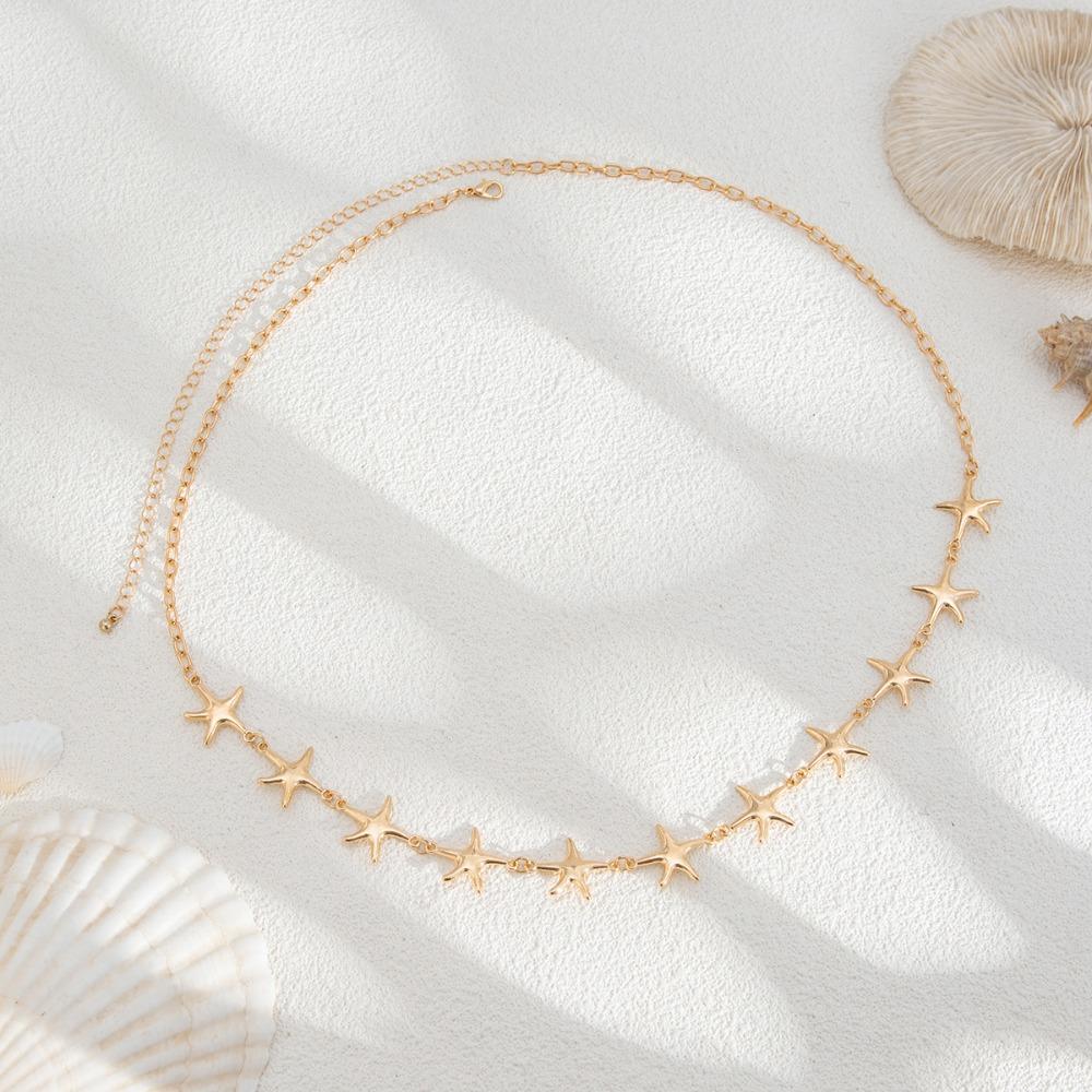 Gold Shell Ring Adjustable Star Waist Chains Vintage Starfish Ring Set  Party