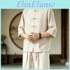 Traditional Summer Hanfu Men Shirts Kung Fu Tai Chi Shirts Men Short Sleeve Tang Suit Uniform Shirt Male Chinese Style Blouse