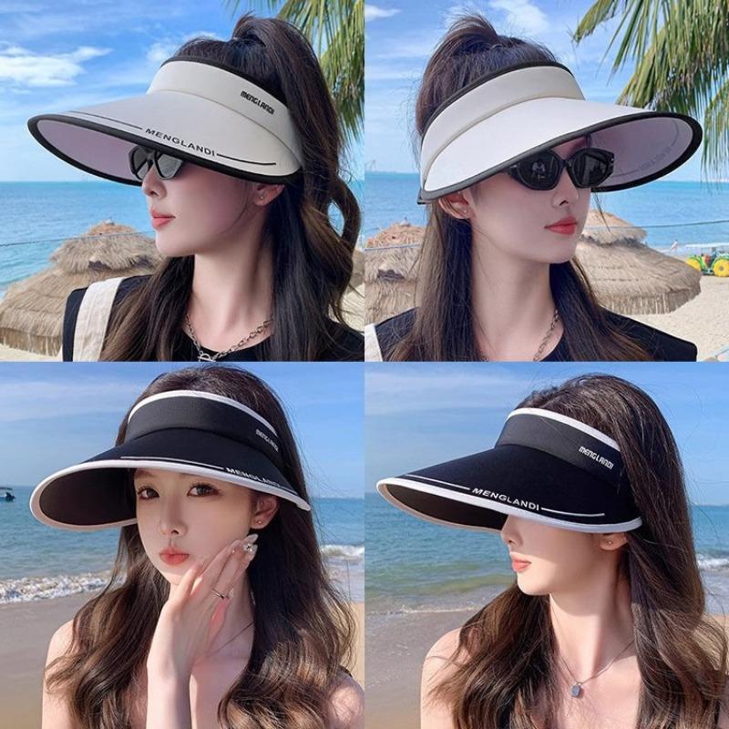 Empty Top Sunscreen Hat Women's Summer New Anti-purple Line Enlarged Brim Cycling Sun Hat Ice Silk Sun Hat