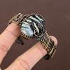 Carved Sulemani Agate Handmade Copper Wire Wrap Bangle Adjustable l6W91