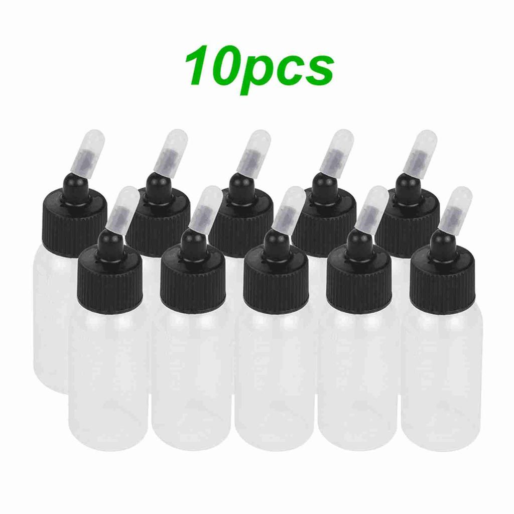 Box of 10-Each 1.2-Ounce(35 ) Brush Bottles Paint Storage Bottles PP Jar and Cover with Scale Line -proof for Dual-Action Siphon Feed Brus