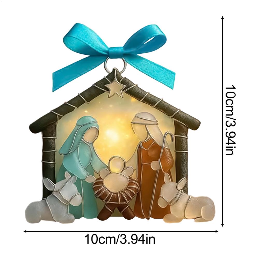 Christmas Nativity Pendant Artistic Religious Winter 2D Acrylic Nativity Scene Decor For Christmas For Living Room Bedroom Study