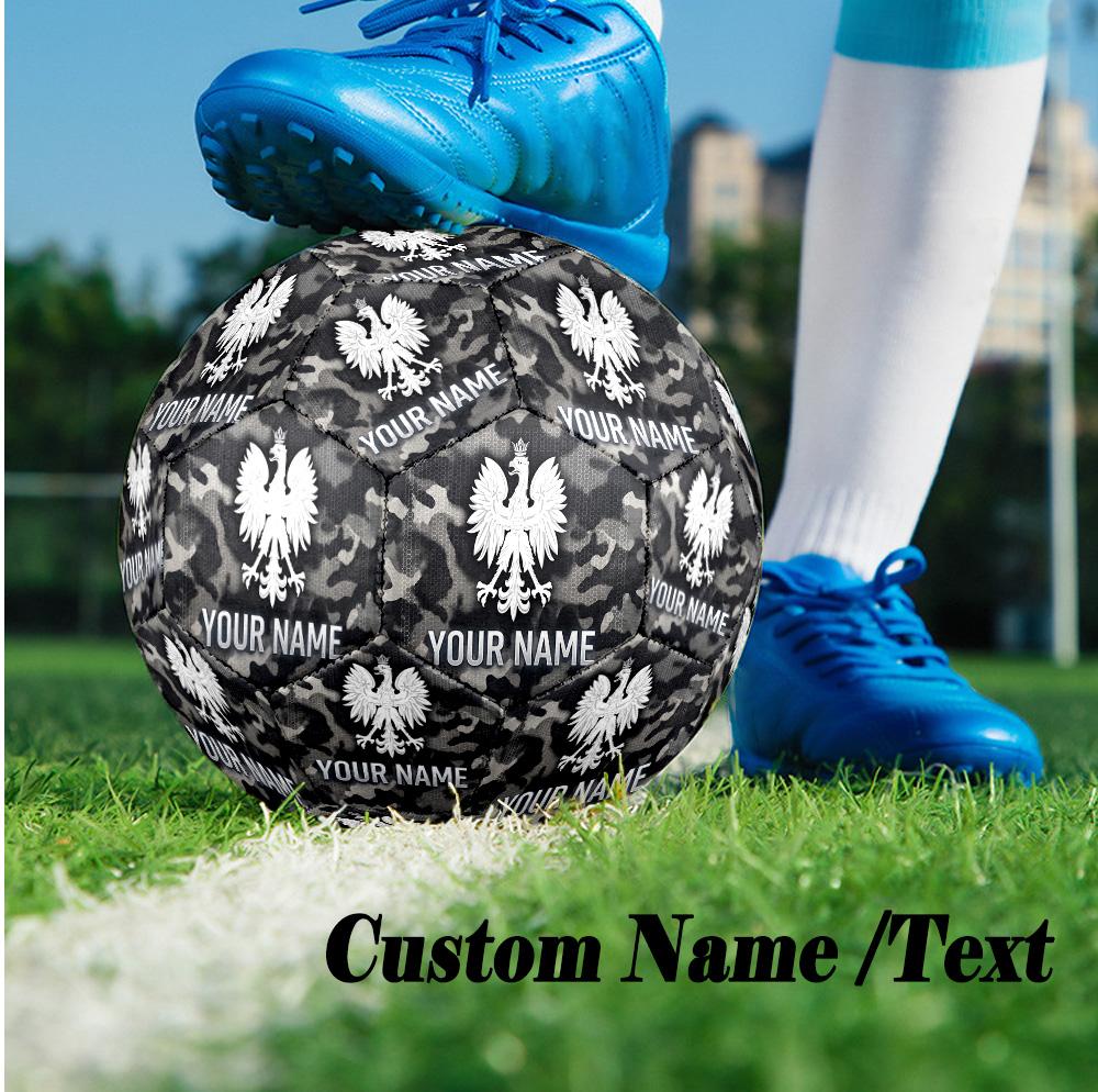 Size 5 Football Custom Name Text, Outdoor Training Soccer BallPoland Football