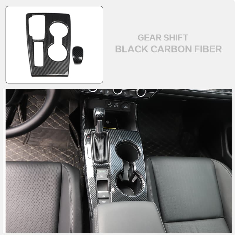 11th Generation Civic Rear Cup Holder with Carbon Fiber Pattern Black Navigation Panel Is Used for Car Interior Decoration