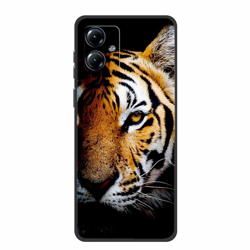For Motorola Moto G84 5G Case Silicone Soft Wolf Lions Cat Black Bumper Funda Coque for Motorola Moto G54 5G TPU Protective Bag