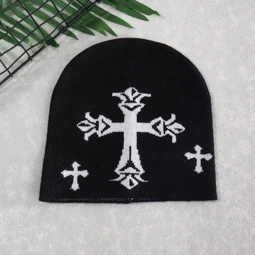 Knitted Hat For Men Women With Cross Pattern And Acrylic Material For Streetwear Style