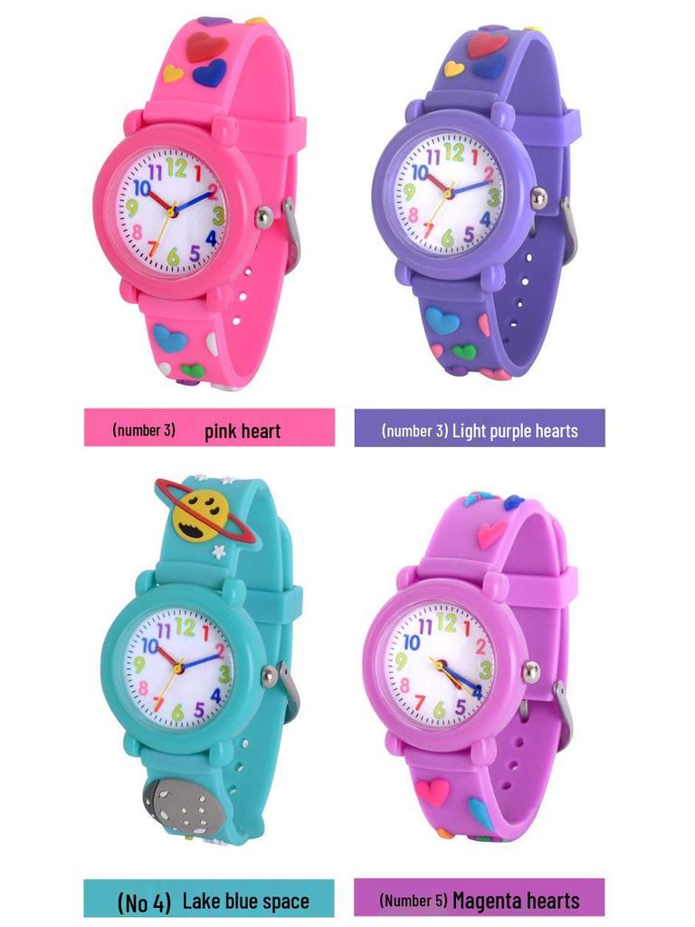 Kids' Cartoon Quartz Watch: 3D Strap, Round Case, Waterproof, Simple Design