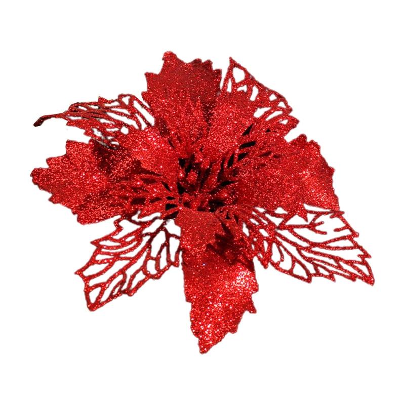 

Artificial Glitter Christmas Flower 6pcs Plastic Garland Fireplace Decor красный