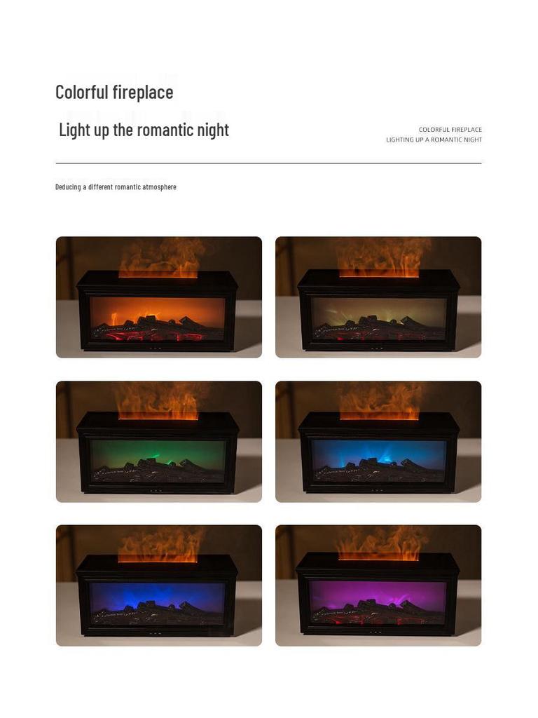 3D Retro Fireplace Aroma Humidifier with Remote Control – Desktop Flame Diffuser