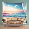 European Seascape Printed Tapestry Nature Landscape Decoration Hanging Cloth for Dormitory Simple Oversized Width Hanging Towel