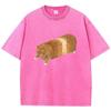 Oversize T Shirt Vintage Washed Cotton T-Shirt Y2k Retro Hummor Bread Cat Graphic Tee Casual Streetwear Spring Summer