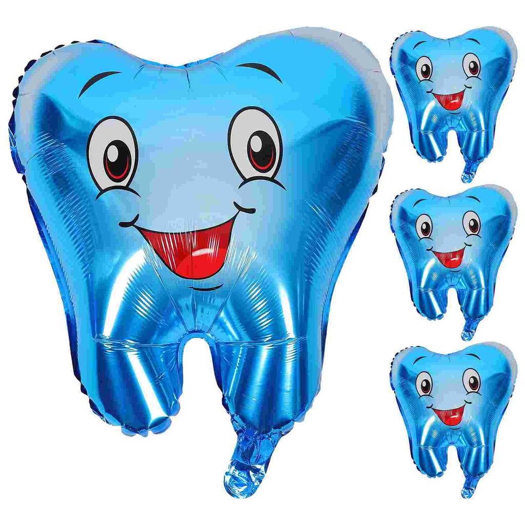4 Pcs Tooth Balloon First Balloons Baby Shower Portable Dental Inflatables Aluminum Film Party Child