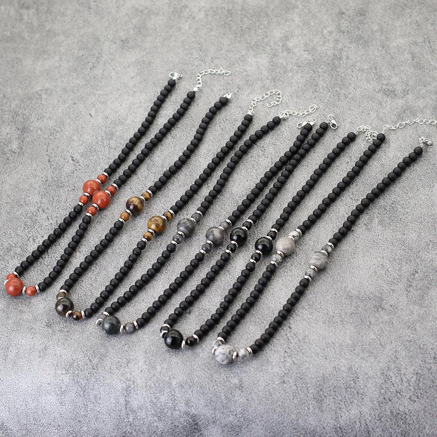 Unique New Natural Stone Necklace For Men 19 Inches Short Choker Collar Perfect Gifts For Boyfriend Lucky Amulet Colar Joias